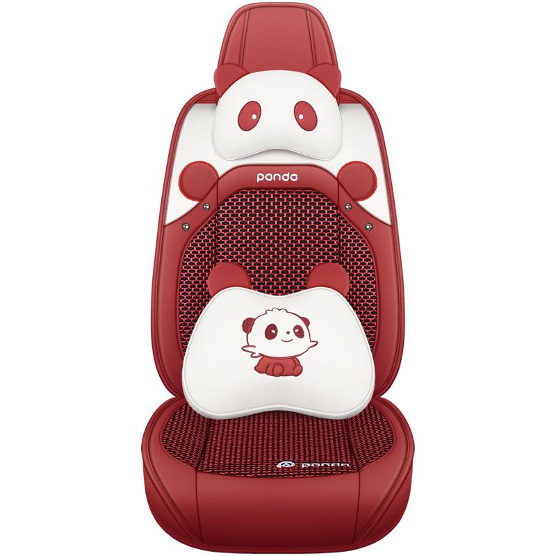 2022 New Cartoon Leather Ice Silk Car Seat Cushion Set, Four Seasons