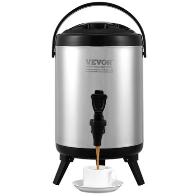 Stainless Steel Insulated Beverage Dispenser, 1.5 Gallon 6 Liter, Thermal Hot and Cold Drink Server Dispenser with Spigot Handle