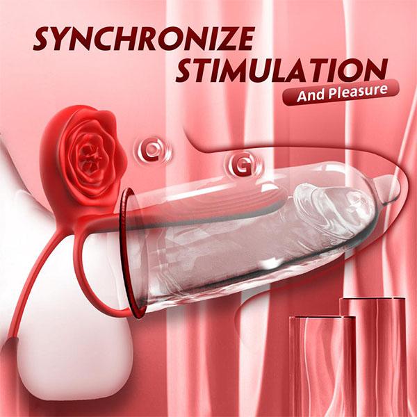 Rose Cock Ring Vibrator Penis Sleeve Sucking Stimulator APP Remote Control,G Spot Clitoral Vibrator Adult Erotic Products
