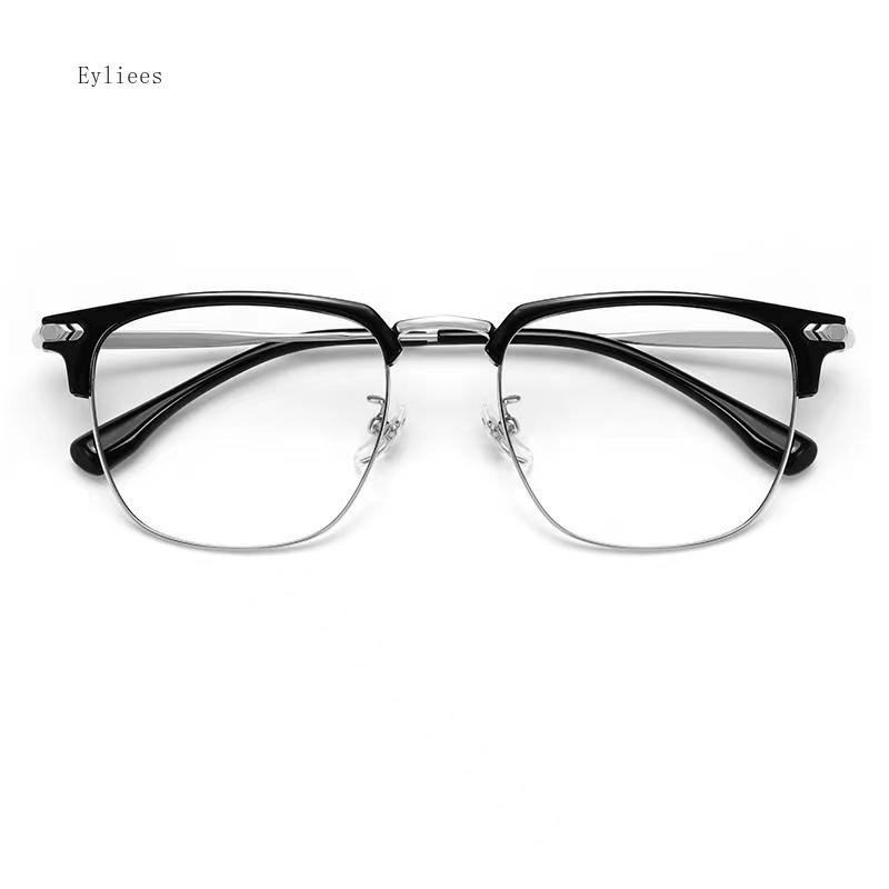 Trendy Computer Clear Glasses Semi Rimless Anti Blue Light Blocking Glasses Men Women Square Ray Filter Eyeglasses Frame Goggle