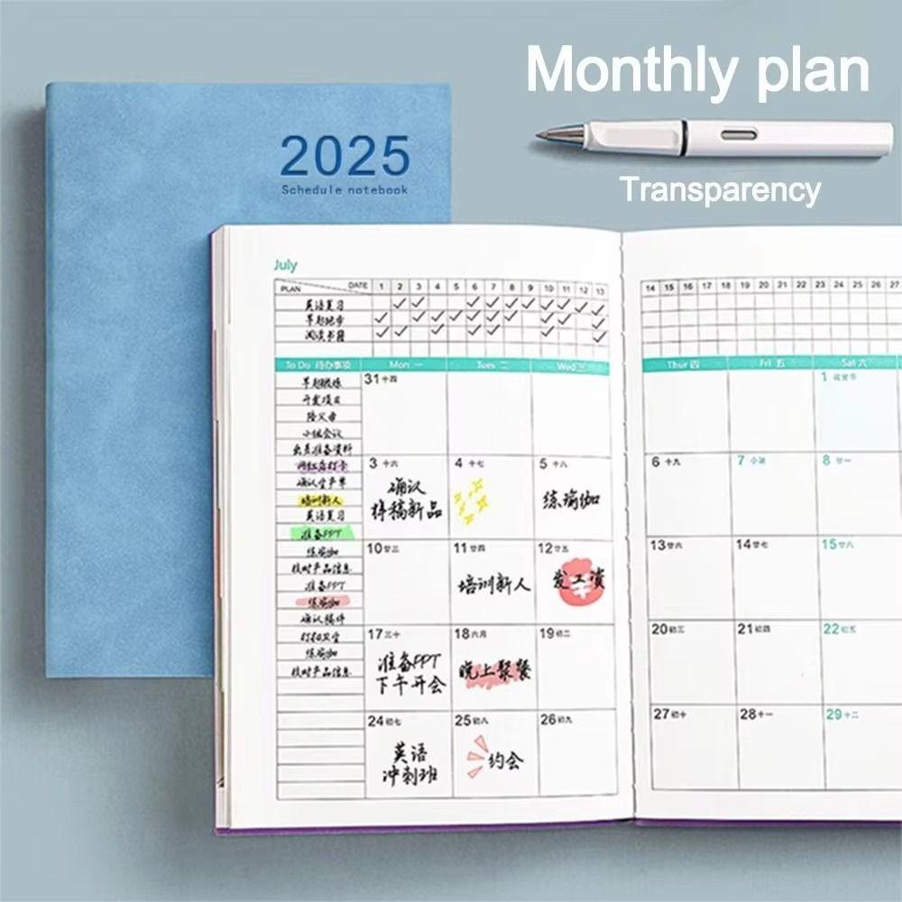 PU 2025 Planner Notebook Thicken Schedule Planner Notepad 2025 A5 Agenda Notebook School Office