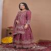Mauve Silk Blend Embroidered Sharara Suit Set with Dupatta