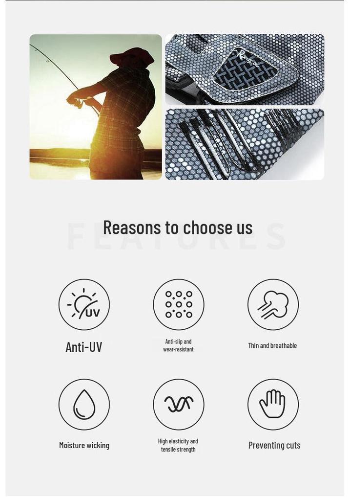 Breathable Non-Slip Sun Protection Fishing Gloves, 3-Finger or 5-Finger Options.