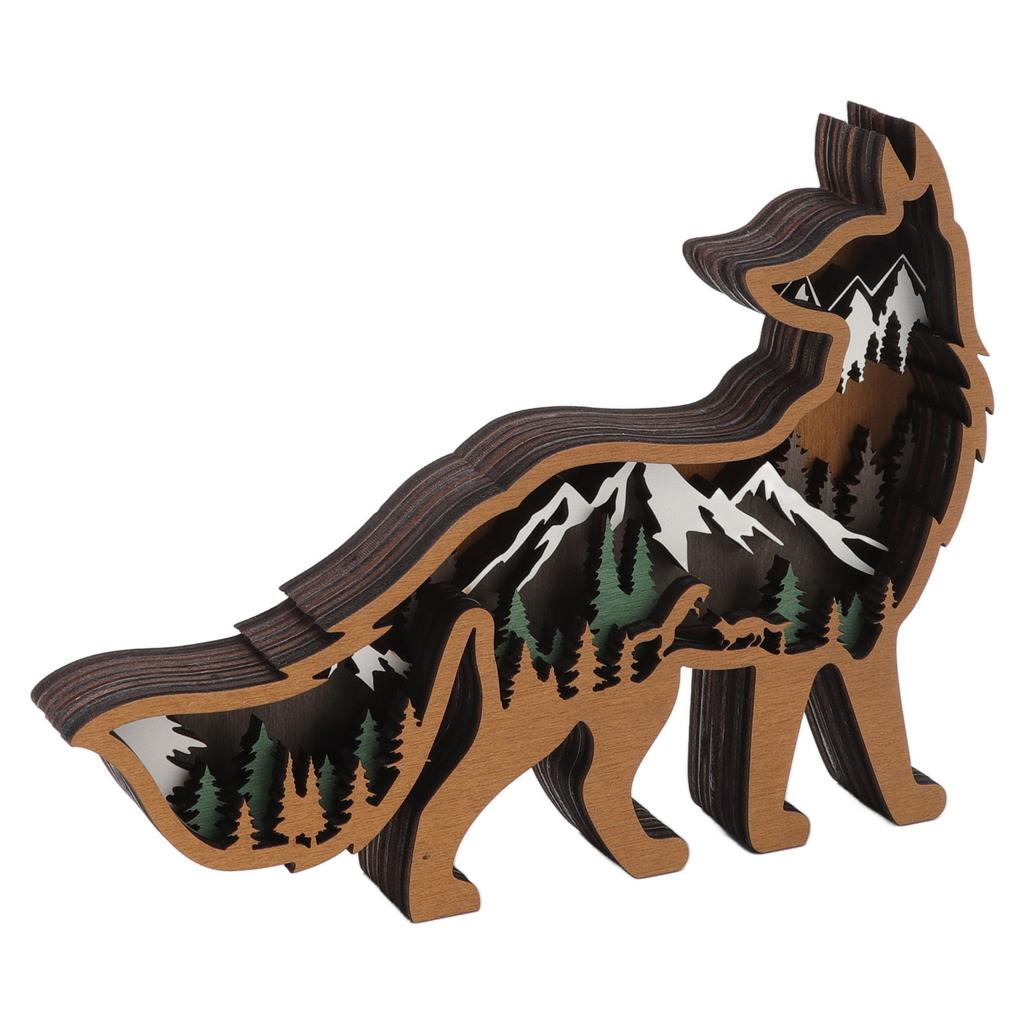 Wood Animal Ornament Multi Layered Creativity Mechanically Engraved Wooden Animal Crafts for Home Office Decoration