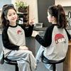 Korean Girls' Striped Cotton Long-Sleeve T-Shirt for Spring/Autumn - Medium & Large Children