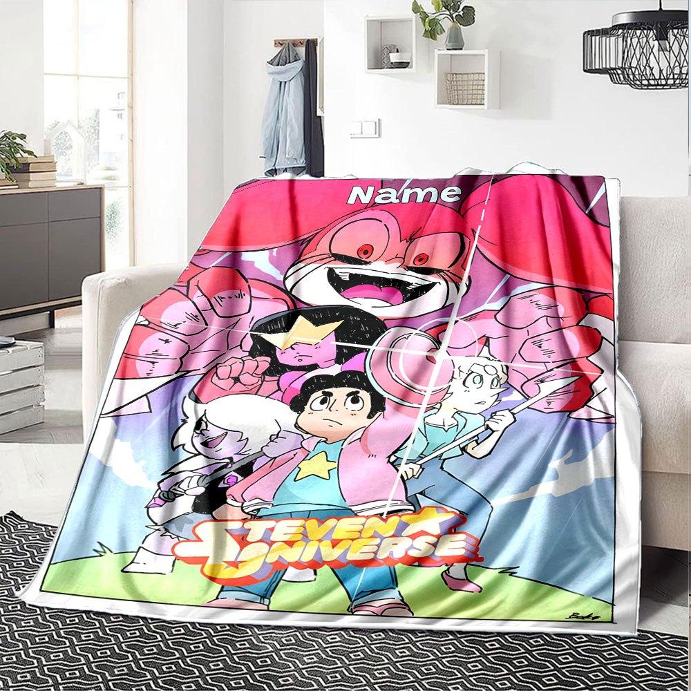 Steven Universe Adventure Multi Purpose Personalized Blanket Customize Text Warmthful Decor Suitable For Sofa Couch Office Bed Picnics Four Seasons
