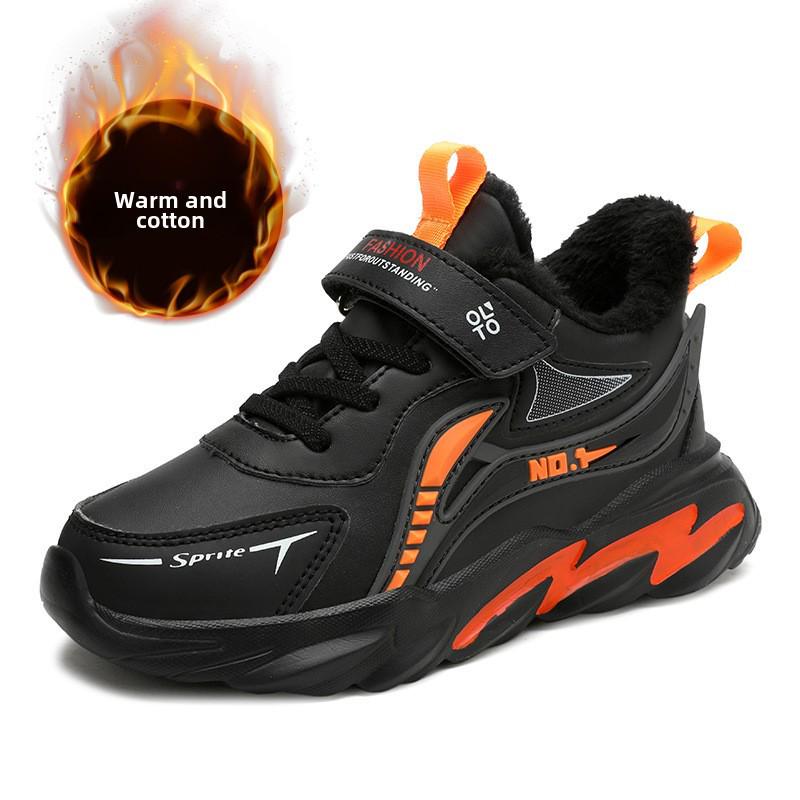 

Зимние бархатные нескользящие спортивные туфли для мальчиков 2023 года — утолщенный хлопок, стильные, для детей среднего и большого возраста 34