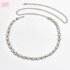 HY  Women Figure 8 White Rhinestone Geometric Fine Beach Sexy Belt Slender Waist Body Chain Versatile Dress Accessories