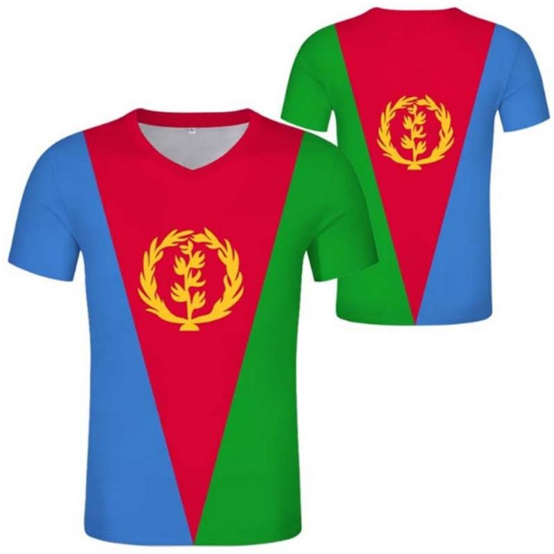 

Футболка с флагом Эритреи, мужская футболка с короткими рукавами, бесплатный индивидуальный номер, толстовка из джерси штата Эритрея, большие размеры S