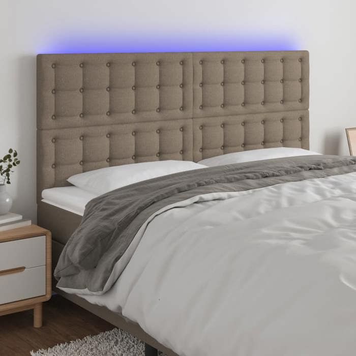 VidaXL LED Headboard Bedroom Furniture Double Bed Accessory Head of Bed Frame Interior Taupe 3122884