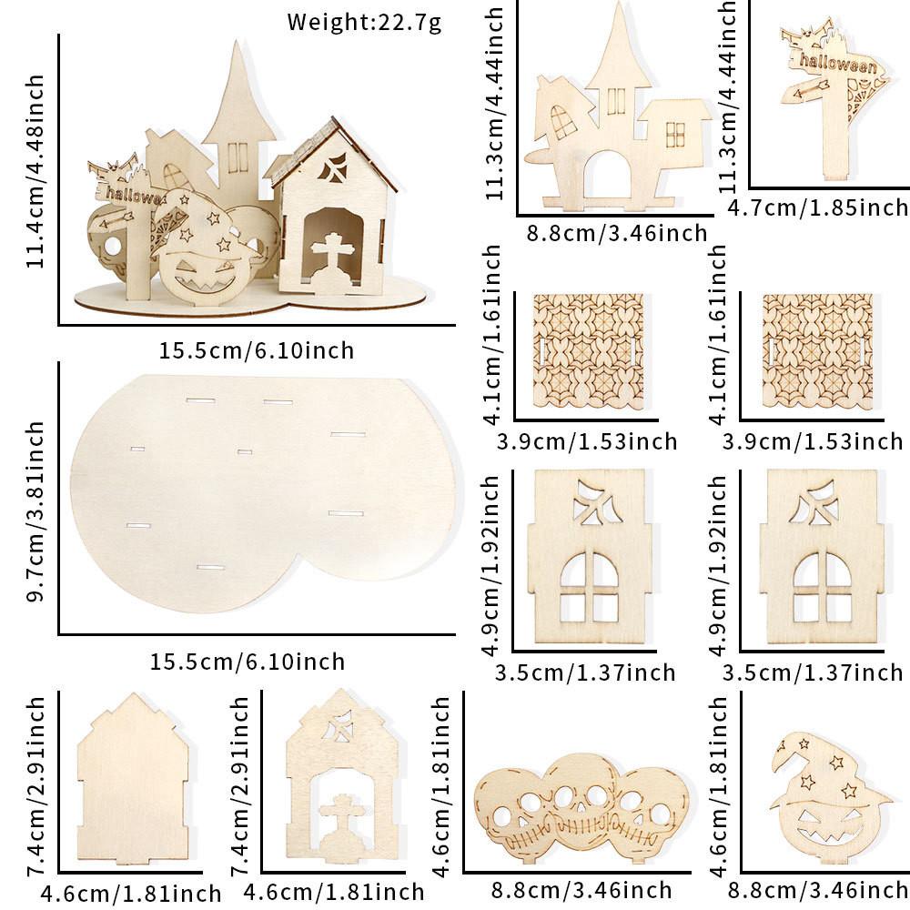 Whimsical Halloween Wooden Puzzle Displays Featuring Castle And Haunted House Designs Parties For