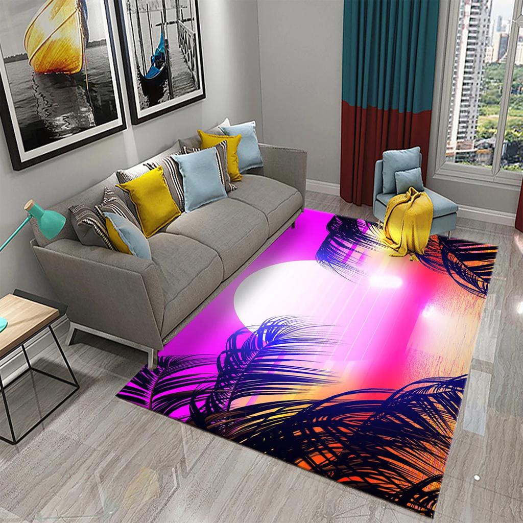 3D Colorful Neon Wave Carpet Rug for Living Room Kids Bedroom Decor Kids Play Crawling Floor Mat Bathroom Kitchen Non-slip Rugs