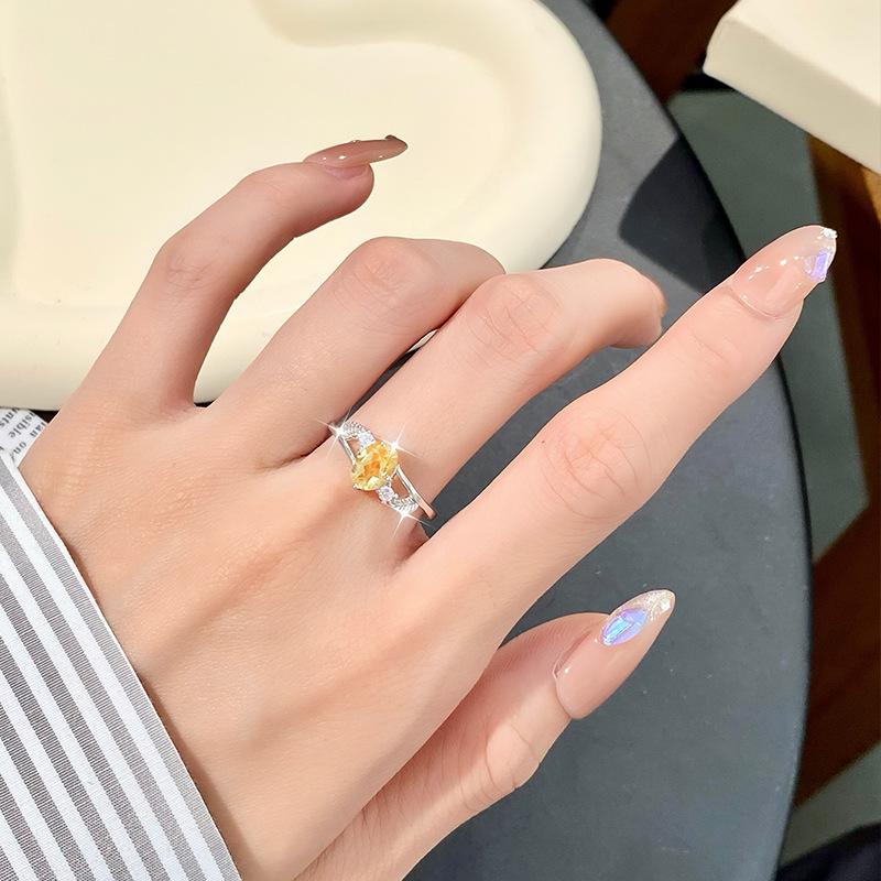 S925 Sterling Silver Natural Stone Ring for Women, Japanese Style Elegant Crystal Band, Adjustable Dainty Jewelry, Daily Wear & Gift for Girlfriend