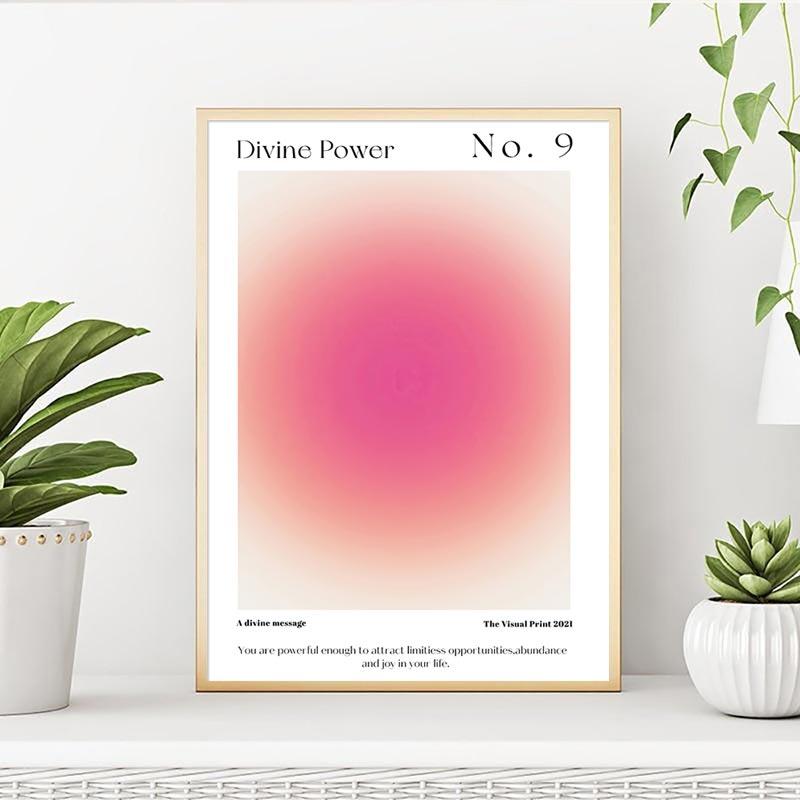 Abstrakt Gradient Aura Väggkonstaffisch Gudomlig Andlig Canvas Målning Nordiskt Galleri Tryck Estetisk bild Vardagsrumsdekoration