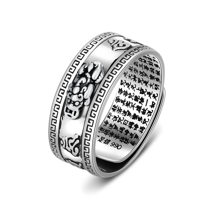 Buddhist Jewelry Fengshui Pixiu Rings Amulet Protection Fortune Wealth Good Luck Adjustable Opening Fashion Ring Women Men Gift