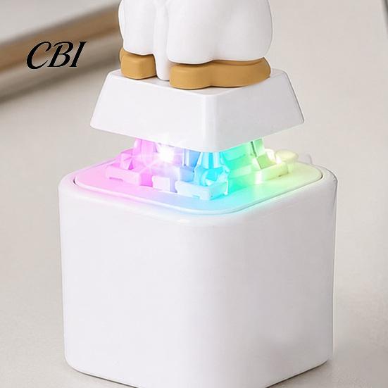 Animal Keyboard Fidget Toy 1/2Pcs Keychain, Rechargeable Goat Cat Finger Clicker with LED Light Sound, Push Button Decompression Keychain