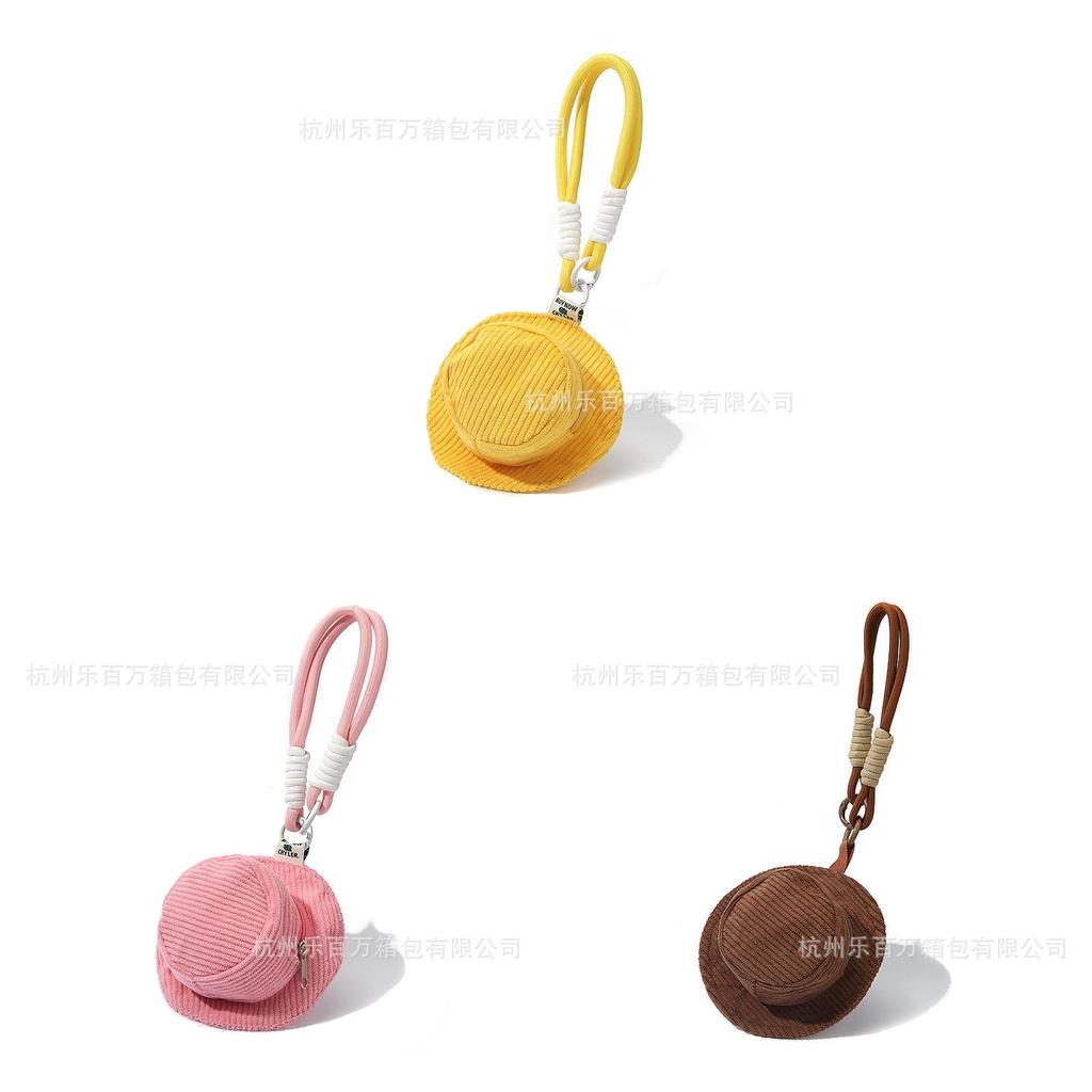 Cotton Canvas Mini Fisherman Cap With Smile Face Design Portable Coin Purse For Home Storage