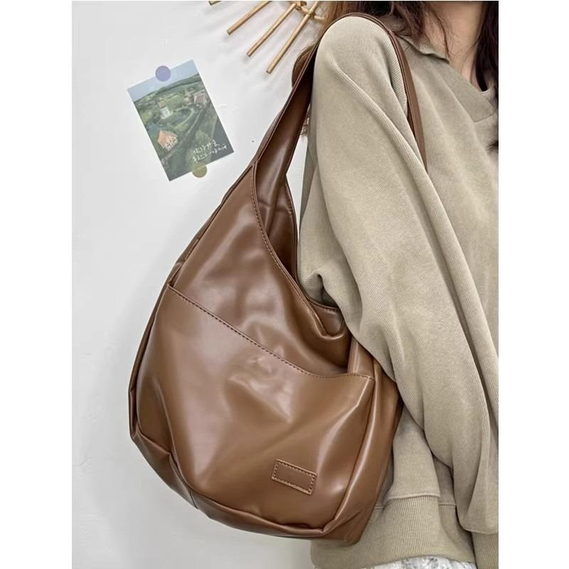 New Autumn and Winter Soft Leather Tote Bag Large Capacity Bucket Bag Retro Casual Versatile Commuter Shoulder Armpit Bag