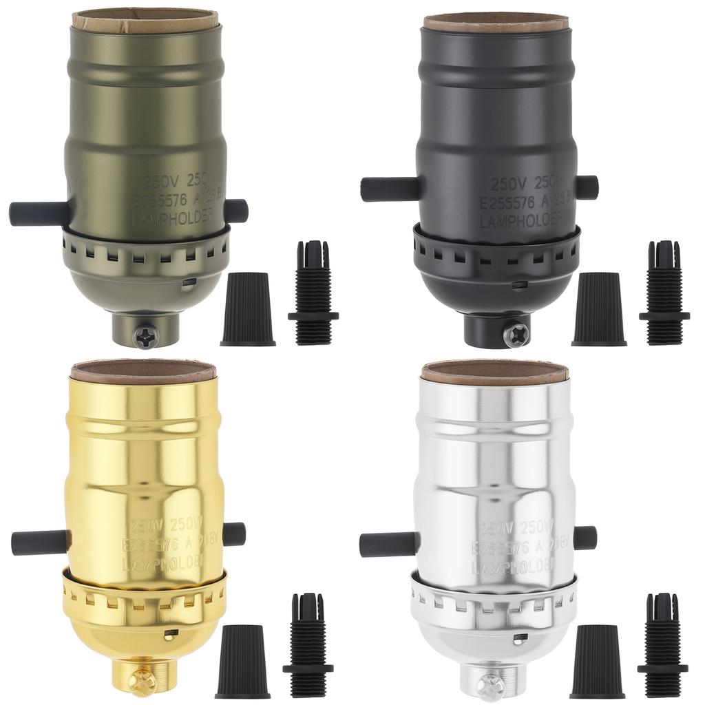 Vintage E26 E27 Push Thru Lamp Socket On Off Switch Replacement Bulb Socket Heavy Duty Antique Lighting Retro Easy Install