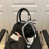 Pu Leather Bow Crossbody Bag Y2k Commute Handbag Trendy Lace Ribbons Boston Bag  Female