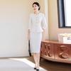 Women's White Seven-Sleeve Business Skirt Suit