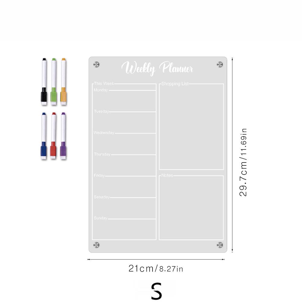 TYU375 Clear Acrylic Magnetic Weekly Memo Board for Fridge - Message and Planning Organizer.