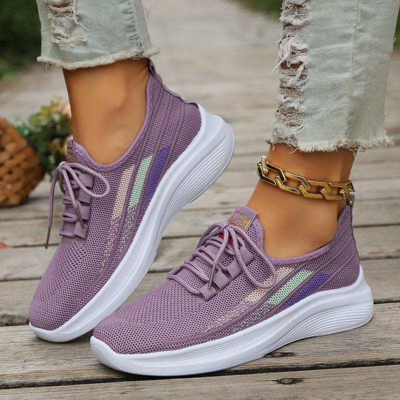 Women's Shoes 2024 New Mesh Women's Vulcanize Shoes Breathable Women Sneakers Mixed Colors Low Heel Lace Up Women's Casual Shoes