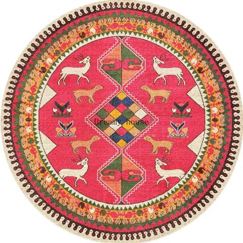 Retro Boho Round Carpet Rugs and Carpets for Home Living Room Decor Lounge Area Rug Large Persian Luxury Decoration Bedroom Mat