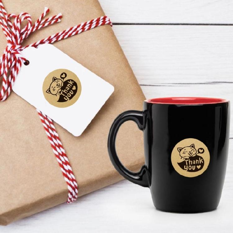 2.5cm Round Thank You Sticker 500Pcs Per Roll Adhesive Paper Labels For Holiday Greeting Card and Event Gift Packaging