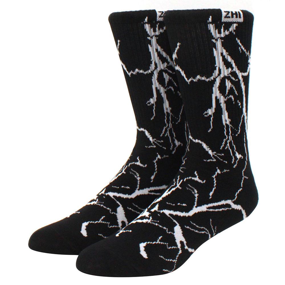 1 paire de chaussettes amusantes de skateboard hip hop à carreaux et flammes éclair pour hommes