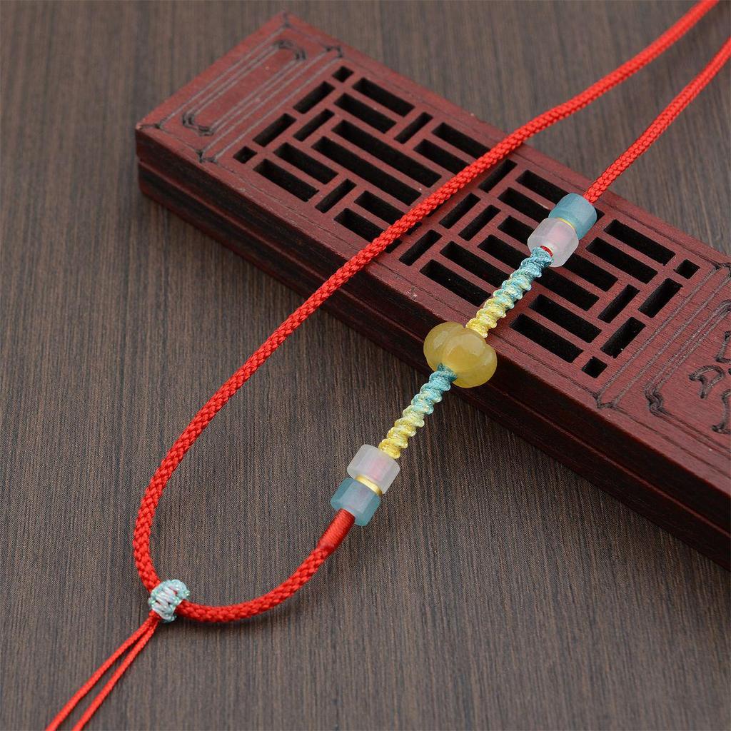 Hand-Woven Macrame Necklace with Aventurine Crystal and Pumpkin Jade Pendant