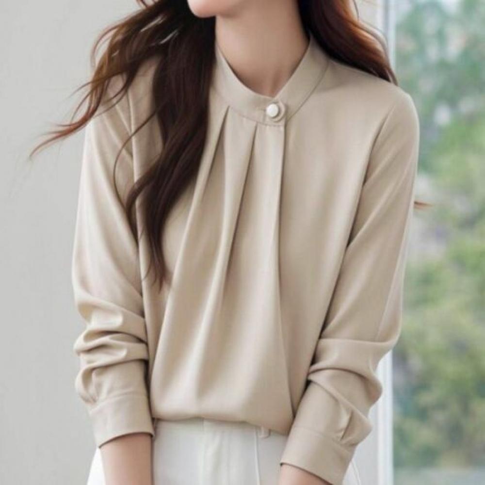 Navava Women Vintage Shirring Long Sleeve Blouse Nb3052