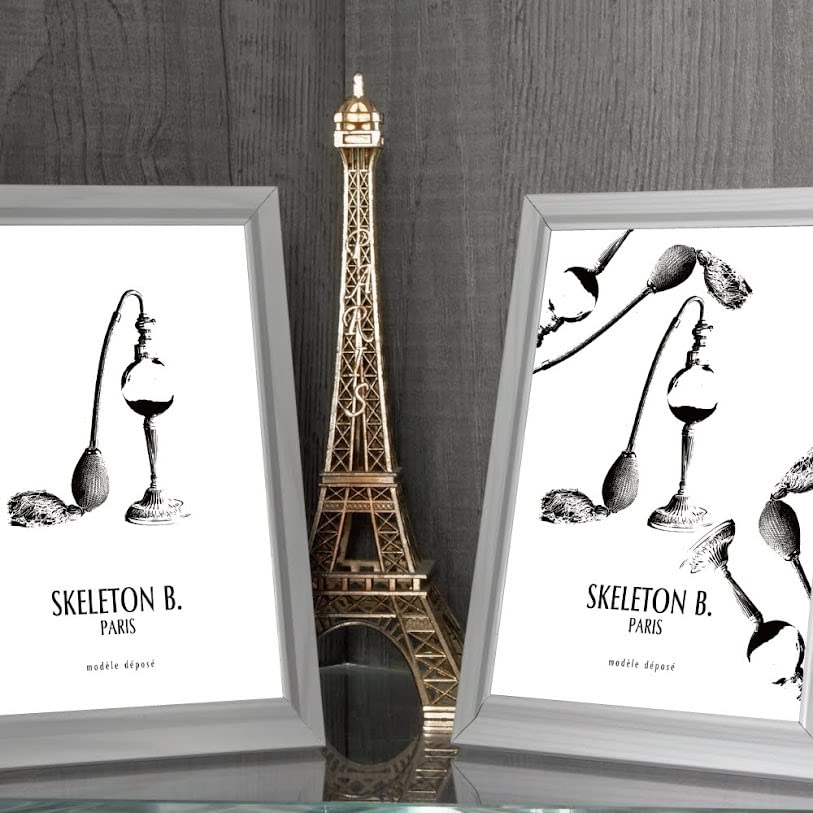 A3 Framed Art Stylish French Black and A3 Poster x Framed Poster, Perfume, Monochrome, Interior, Perfume, Antique, White, (420 297mm),