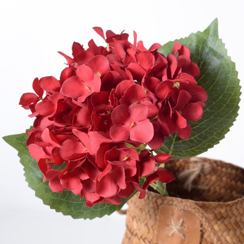 Simulated Hydrangea Single Flower With Leaf Home Wedding Hall Decoration Prop