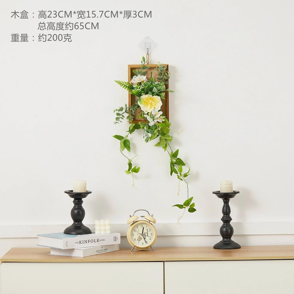 Retro Wall Decoration Pendant Wall Mounted Wooden Flower Box Simulated Flower Pendant Wall Accents Decoration Crafts
