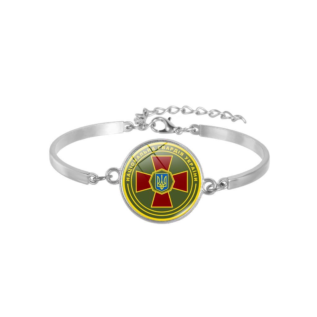 Ukraine Trident Blue Yellow Alloy Bracelet, National Style Memorial Jewelry