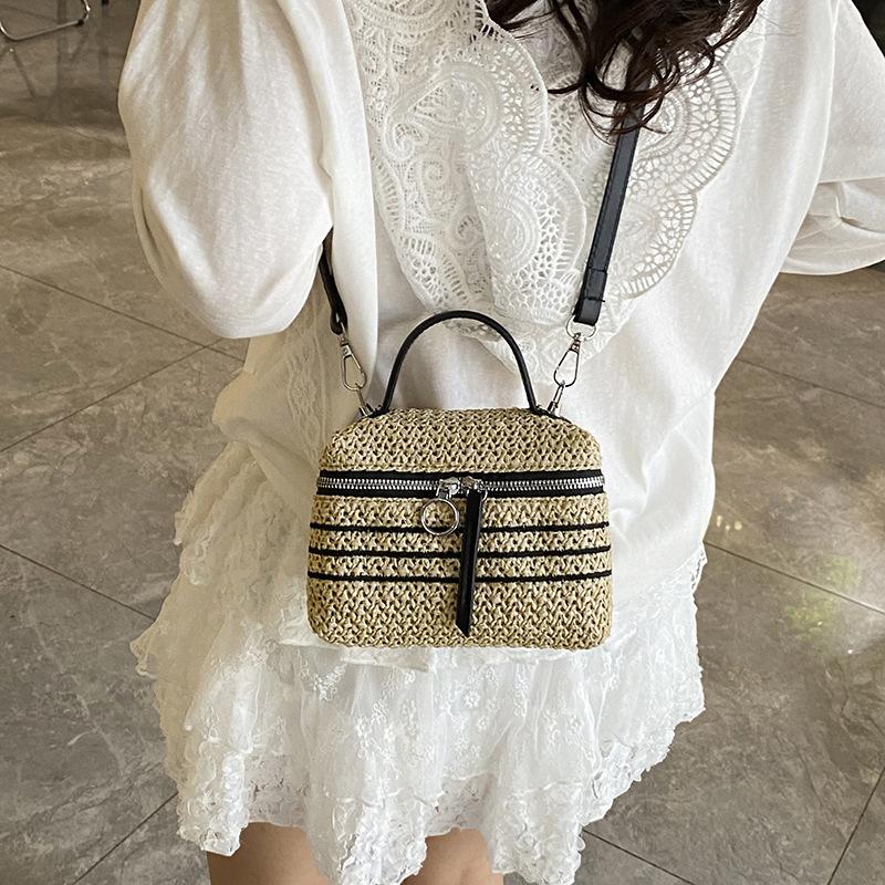 Summer New Hand-woven Shoulder Messenger Bag Women's Box Small Square Bag Simple Style Handbag Bag