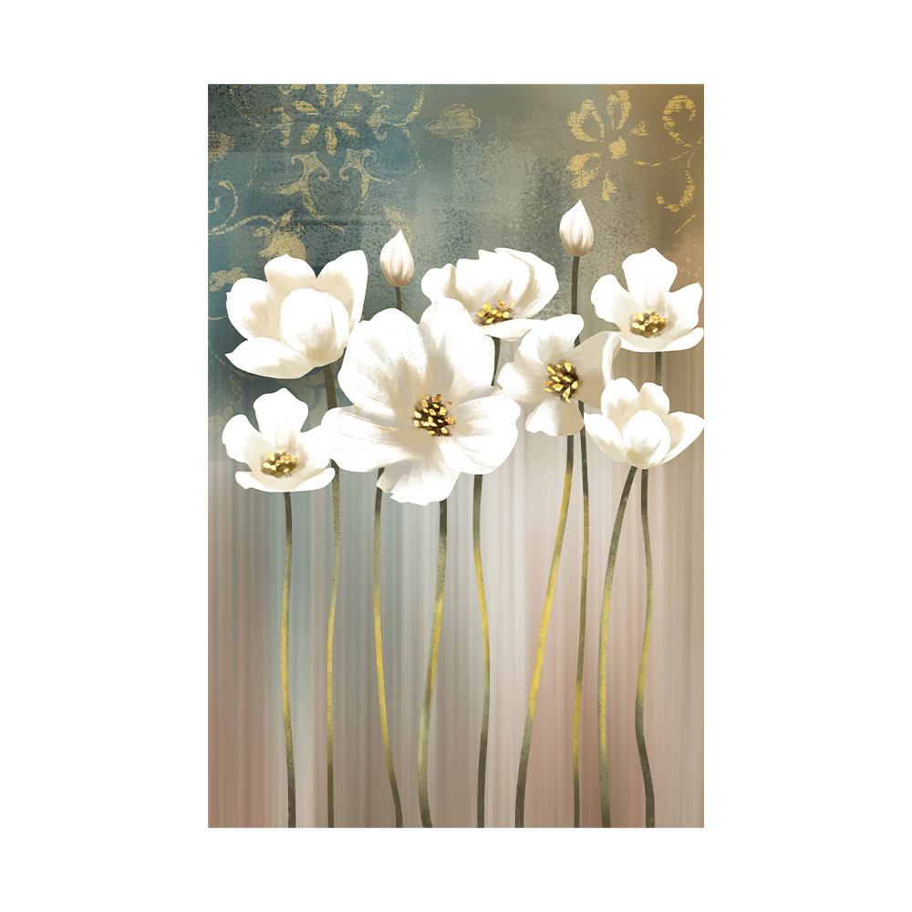 Abstract Golden Blue Flowers Nordic Poster Modern Wall Art Print Canvas Painting Wall Pictures For Living Room Decoration