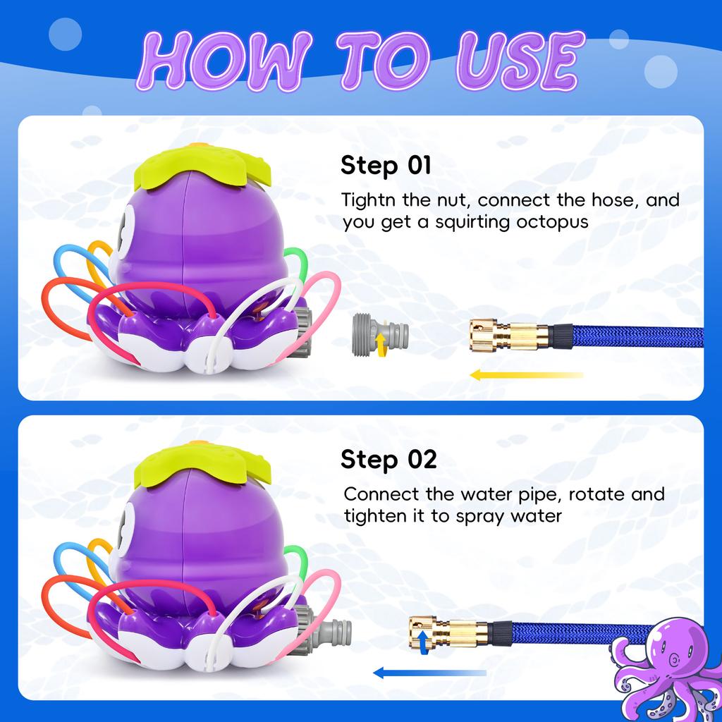 Sommer Wasserspielzeug Sprinkler Rotierender Sprühkopf Outdoor Spiele für Kinder Garten Krake Hinterhof Cartoon Spritzer Baby Badewannenspielzeug Geschenk