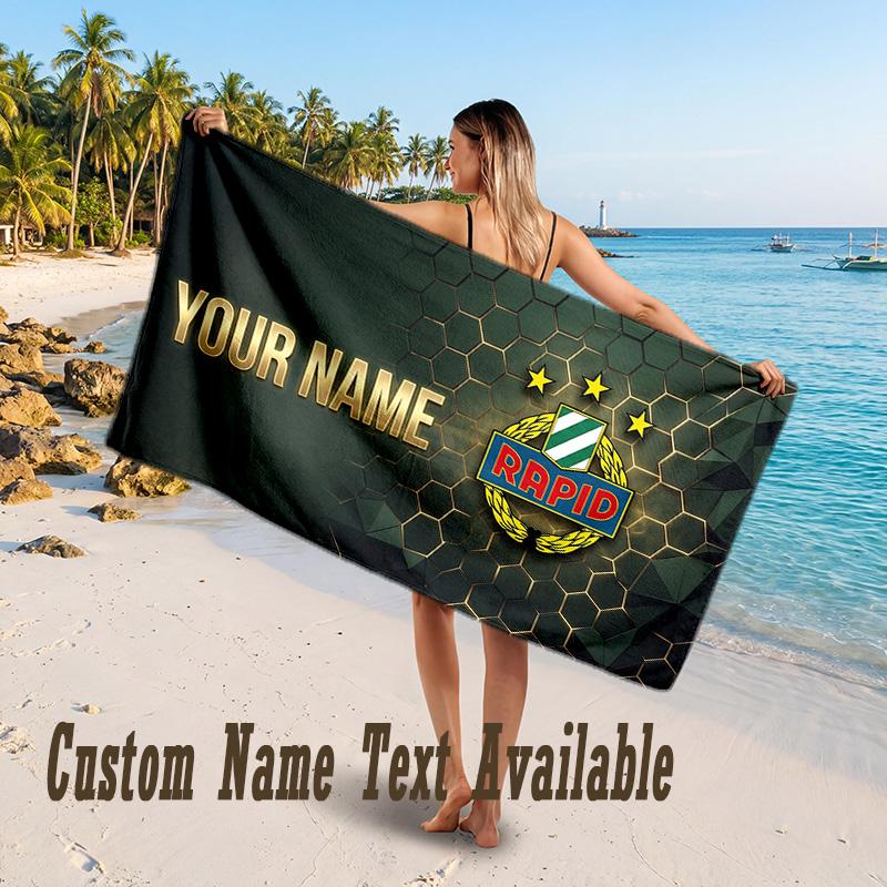 Rapid Wien FC Design Beach Towel Custom Text Large Towel for Beach Vacation