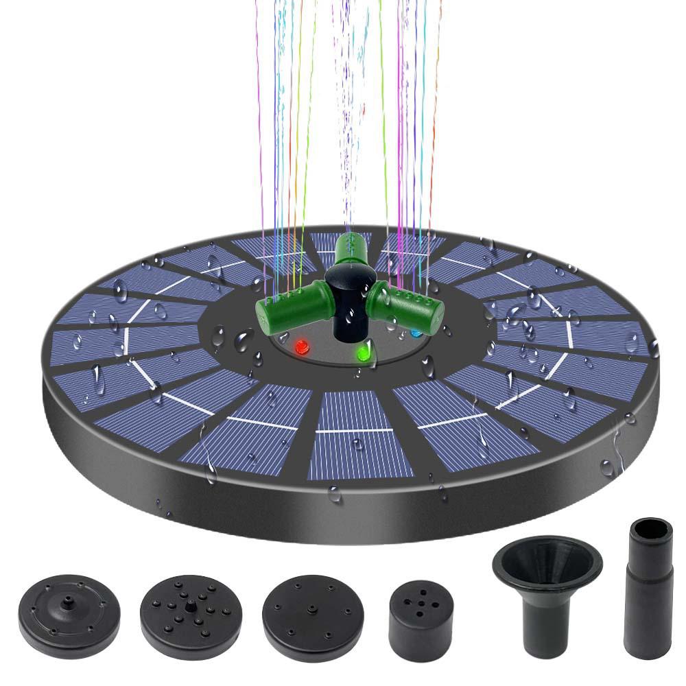 New Round Solar Bird Bath Fountain with Floating Pump and Light