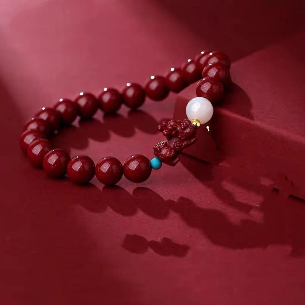 Nuevo Pulsera de Cinabrio para Mujer, Pulsera de Emperador del Zodiaco de Cinabrio, Regalo de San Valentín, Pulsera Pixiu para Novia