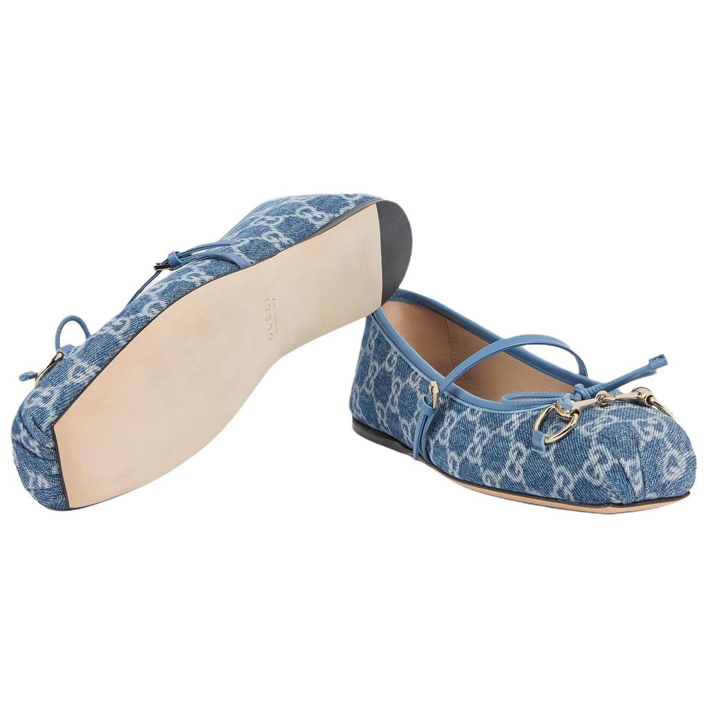 Gucci Horsebit Flat Mary Jane Shoes Women's Blue 814321 FAFHR 4746