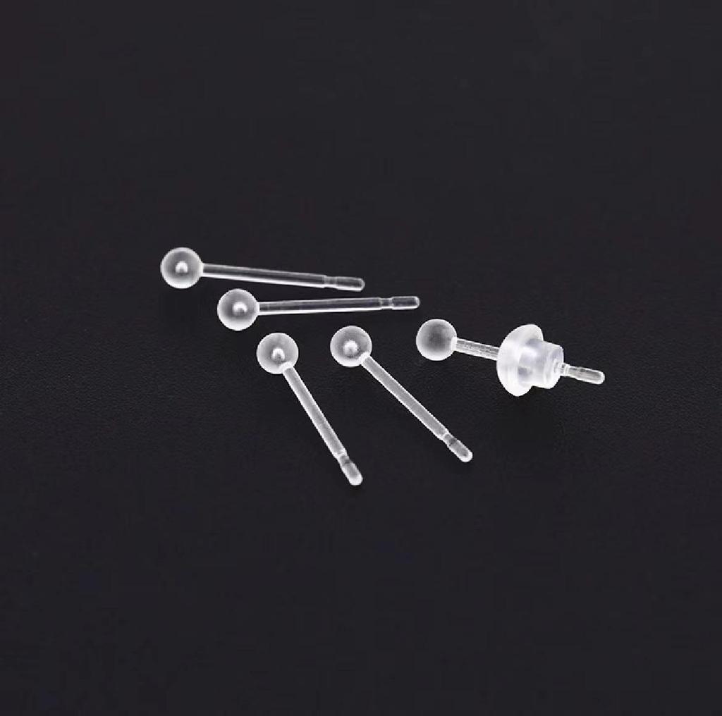 Clear Resin Earrings with Soft Glue & Invisible Ear Care for Students