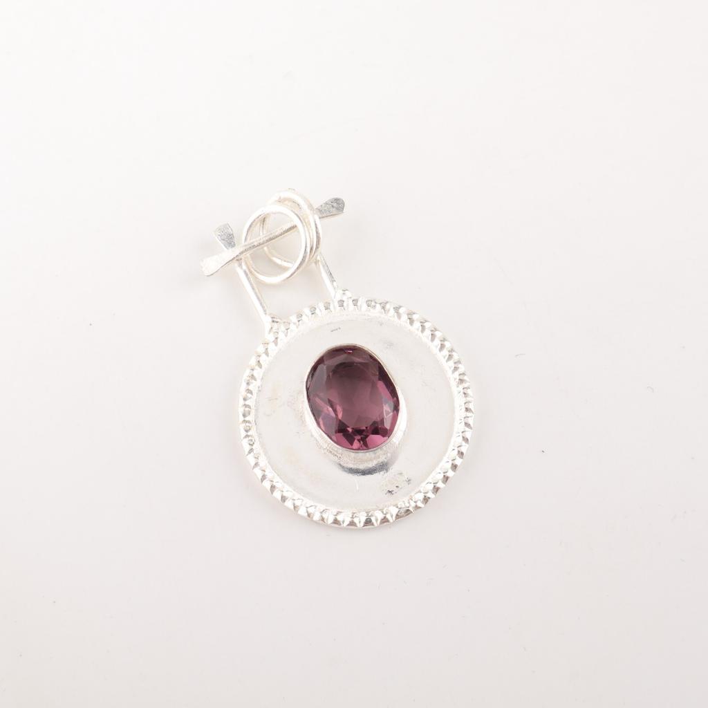 Rhodolite Gemstone 925 Sterling Silver Jewelry Handmade Pendant 1.4" For Wedding PP-57-14