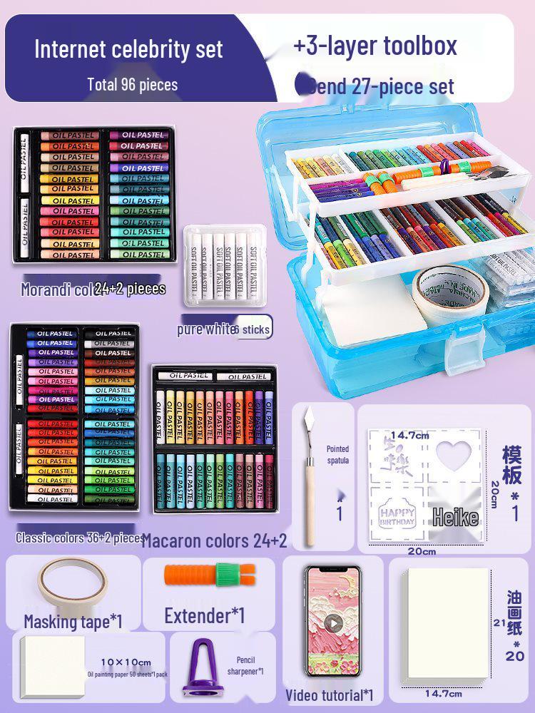 Super Soft Oil Pastel Set with Brush & Scraper Tools - Perfect Crayons for Kids' Birthday Gifts & DIY Projects