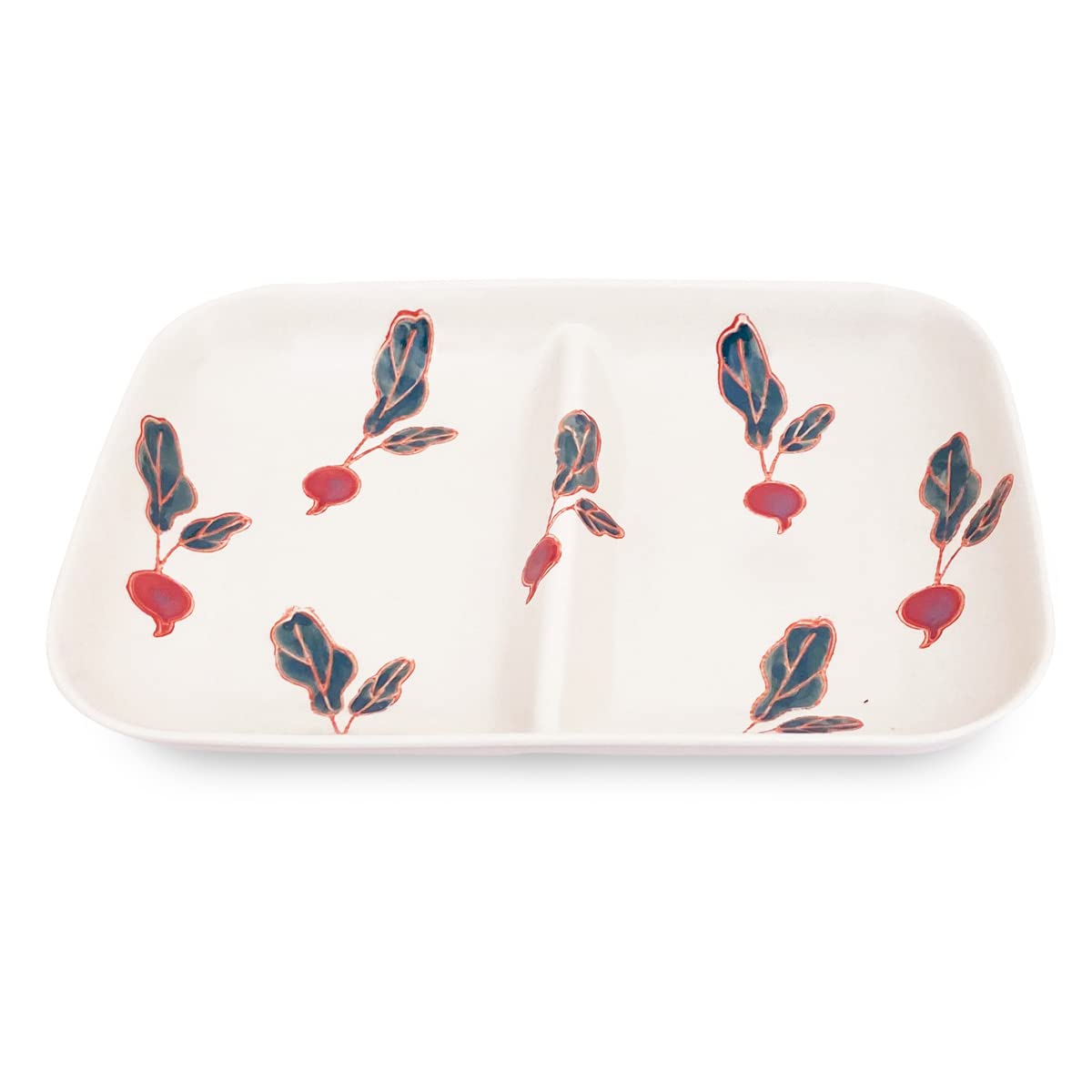 

J-Kitchens Kobo Sho~ Divided Lunch Plate, Microwave-Safe, Fresh Art Radish Design, Hasami Ware, Made in Japan