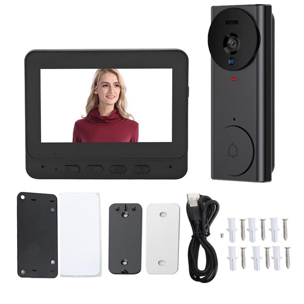 2.4G HD Doorbell Camera 4.3 Inch IPS Screen Smart Door Bell Home Office Apartment Video Intercom Door Camera