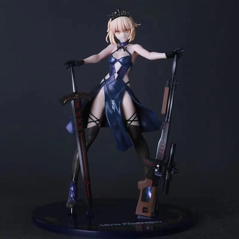 Black Saber Alter Artoria Pendragon Fate Grand Order Anime Collectible Figure With Gun Sword Desktop Decoration For Anime Fans