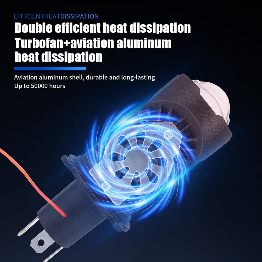 H4 Projector Lens LED Headlight with Red Blue Demon's Eye Motorcycle Plug Play Turbo Fan Lamp High Low Beam Wireless Auto Bulb
